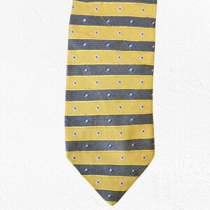 90s Vintage Tommy Hilfiger Yellow Navy Striped Geometric Made in USA Neck Tie